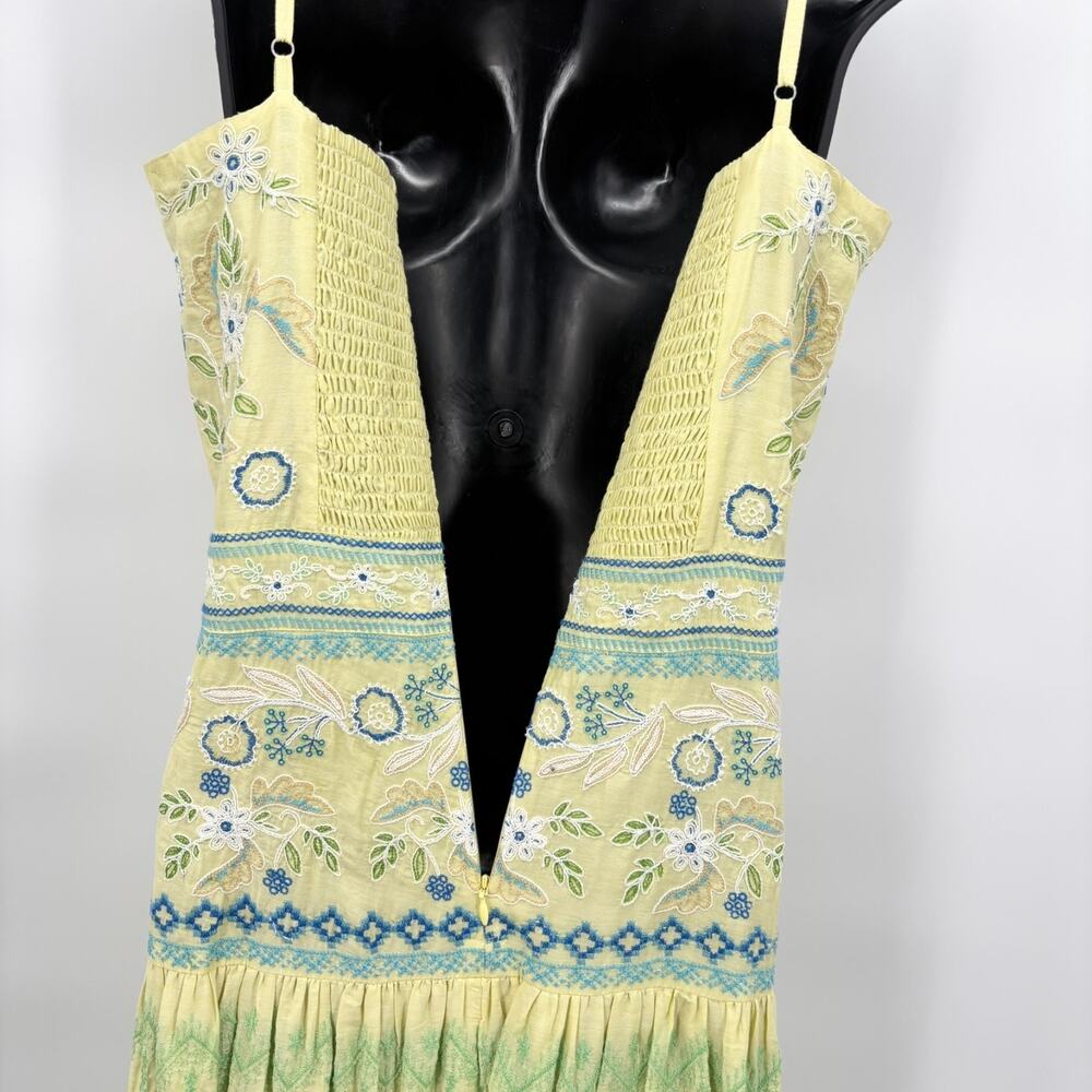 Sundance Dress Small Maxi Embroidered Floral Tiered Cotton Silk Beach Resort EUC - Picture 10 of 11